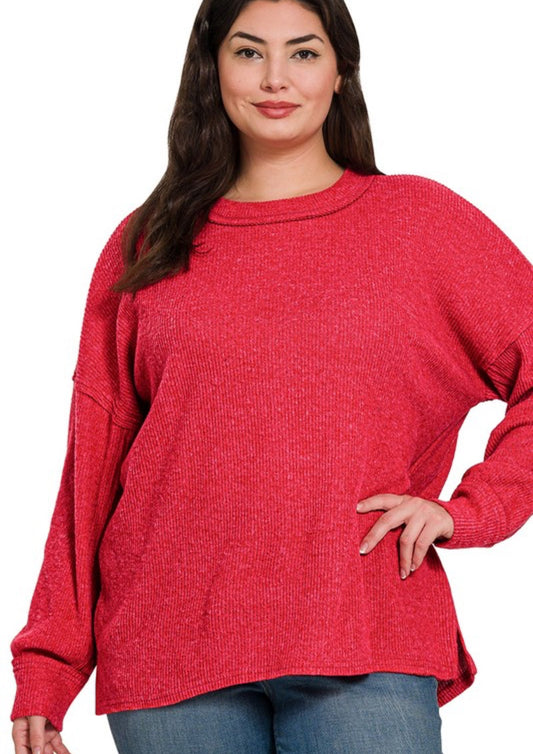 PLUS The Tanner Red Ribbed Top